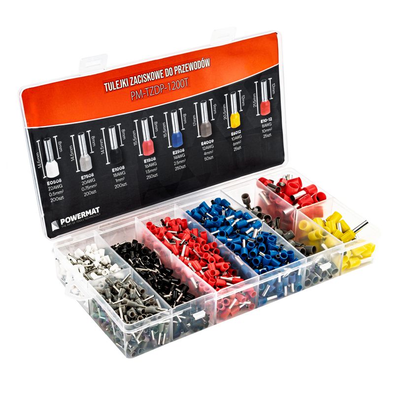 Casa si Gradina - Constructii - Scule de mana si unelte - Clesti si patenti - Set cleste de sertizare cu mansoane, Powermat, 1200 mansoane, PM1408 - Infinity.ro