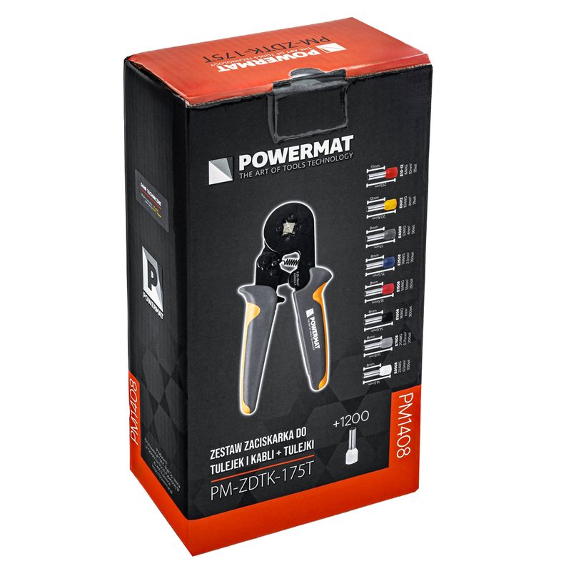 Casa si Gradina - Constructii - Scule de mana si unelte - Clesti si patenti - Set cleste de sertizare cu mansoane, Powermat, 1200 mansoane, PM1408 - Infinity.ro