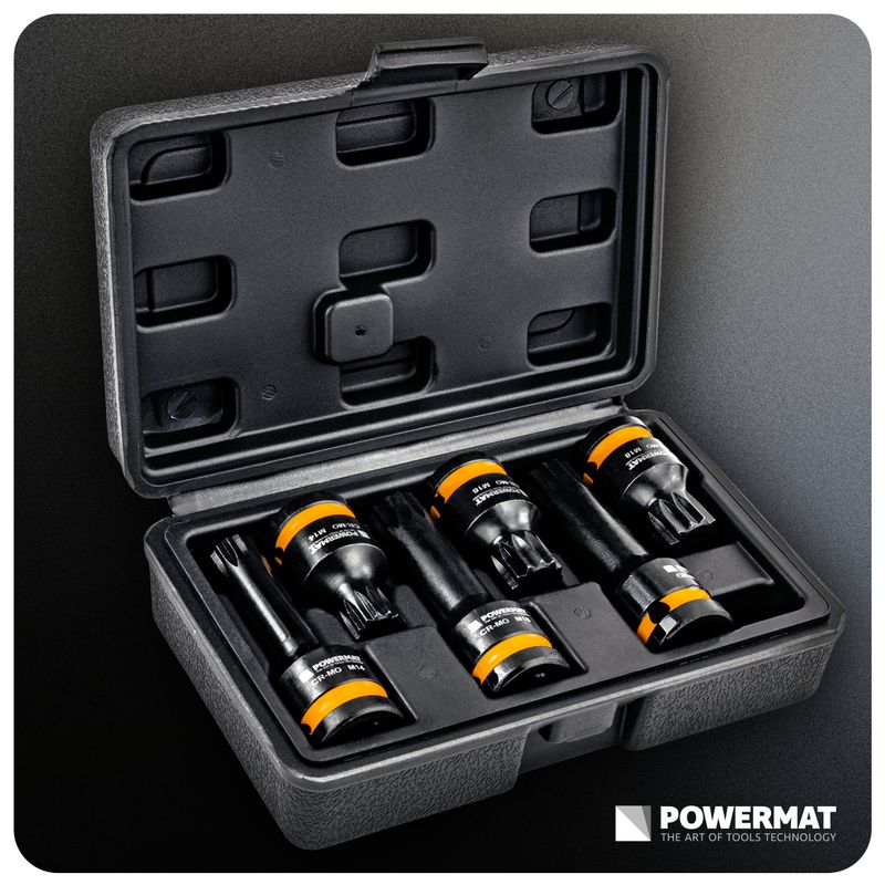 Casa si Gradina - Constructii - Scule de mana si unelte - Chei si truse chei - Set 6 bucati tubulare de impact, Powermat, capete spline 1/2", PM1381 - Infinity.ro