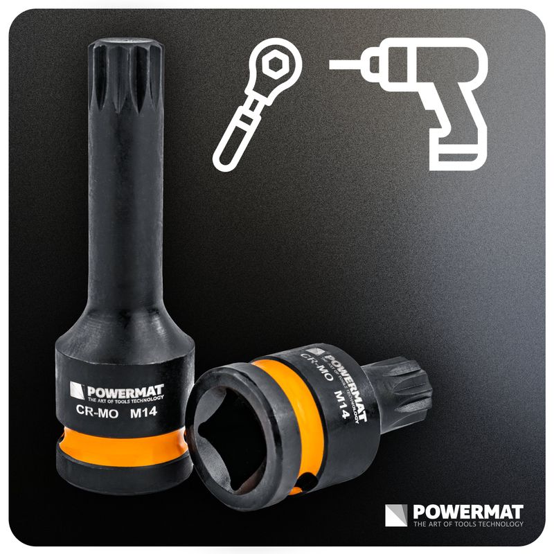 Casa si Gradina - Constructii - Scule de mana si unelte - Chei si truse chei - Set 6 bucati tubulare de impact, Powermat, capete spline 1/2", PM1381 - Infinity.ro