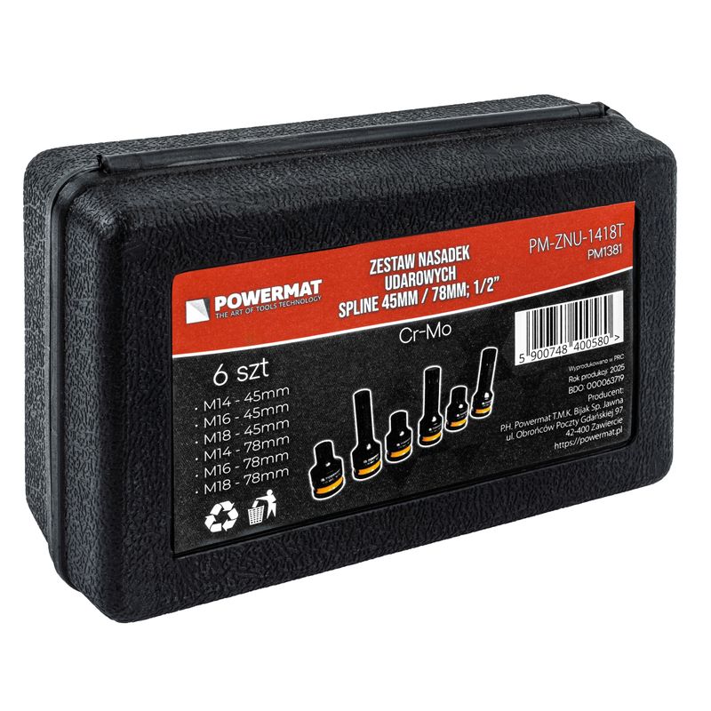 Casa si Gradina - Constructii - Scule de mana si unelte - Chei si truse chei - Set 6 bucati tubulare de impact, Powermat, capete spline 1/2", PM1381 - Infinity.ro