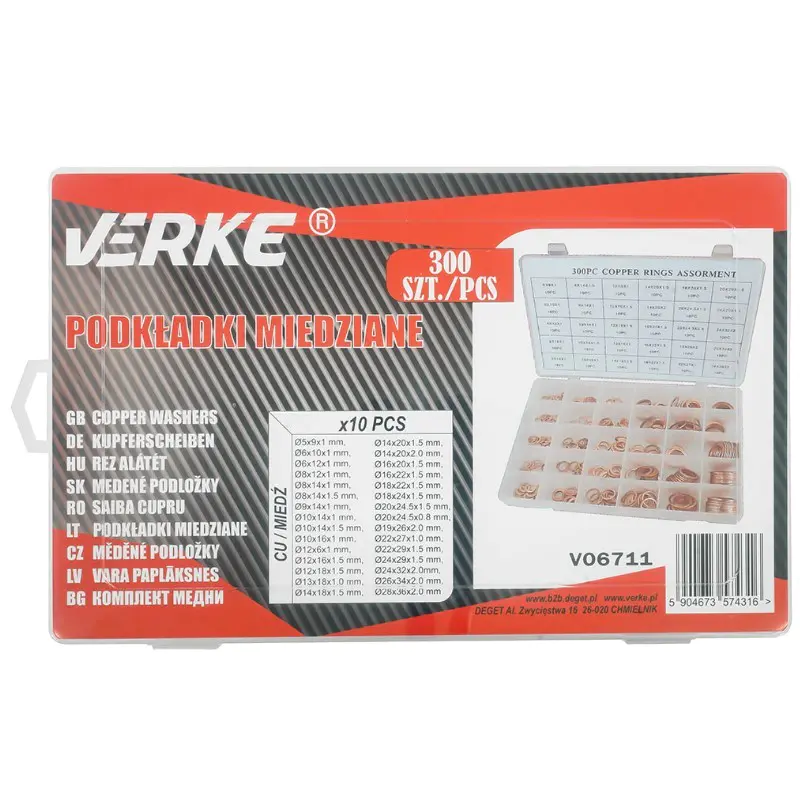 Auto si Moto - Moto - Accesorii moto si consumabile - Set saibe cupru, Verke, V06711, 300 buc - Infinity.ro