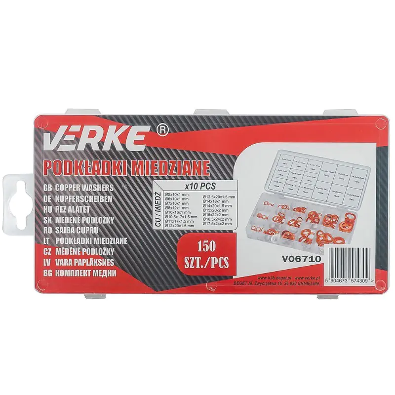 Auto si Moto - Moto - Accesorii moto si consumabile - Set saibe cupru, Verke, V06710, 150 buc - Infinity.ro