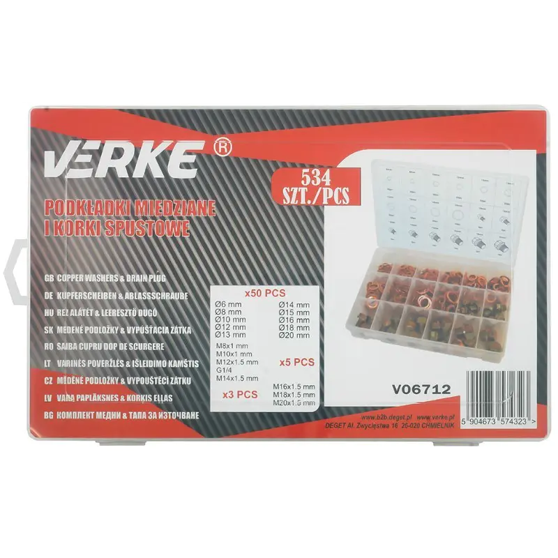 Auto si Moto - Moto - Accesorii moto si consumabile - Set saibe cupru, Verke, V06712, 534 buc - Infinity.ro