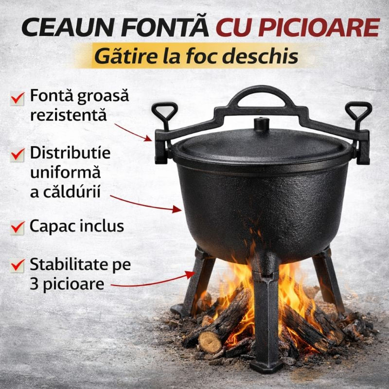 Sport si Outdoor - Camping - Corturi camping - Cazan de vanatoare 4L, Kraft&Dele, din fonta, KD4185 - Infinity.ro