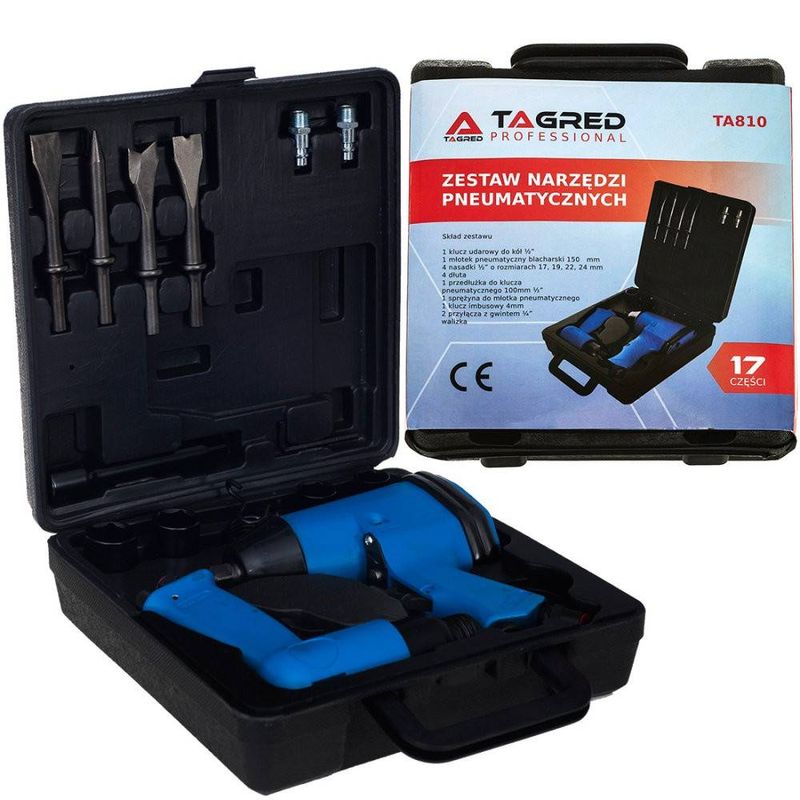 Casa si Gradina - Constructii - Scule profesionale - Scule pneumatice - Set pneumatic TAGRED cu 17 elemente, cheie de impact 310Nm 1/2 ", ciocan, accesorii-TA810 - Infinity.ro