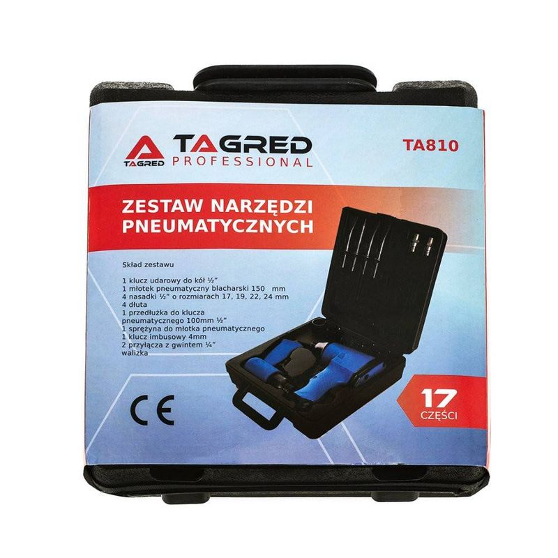 Casa si Gradina - Constructii - Scule profesionale - Scule pneumatice - Set pneumatic TAGRED cu 17 elemente, cheie de impact 310Nm 1/2 ", ciocan, accesorii-TA810 - Infinity.ro