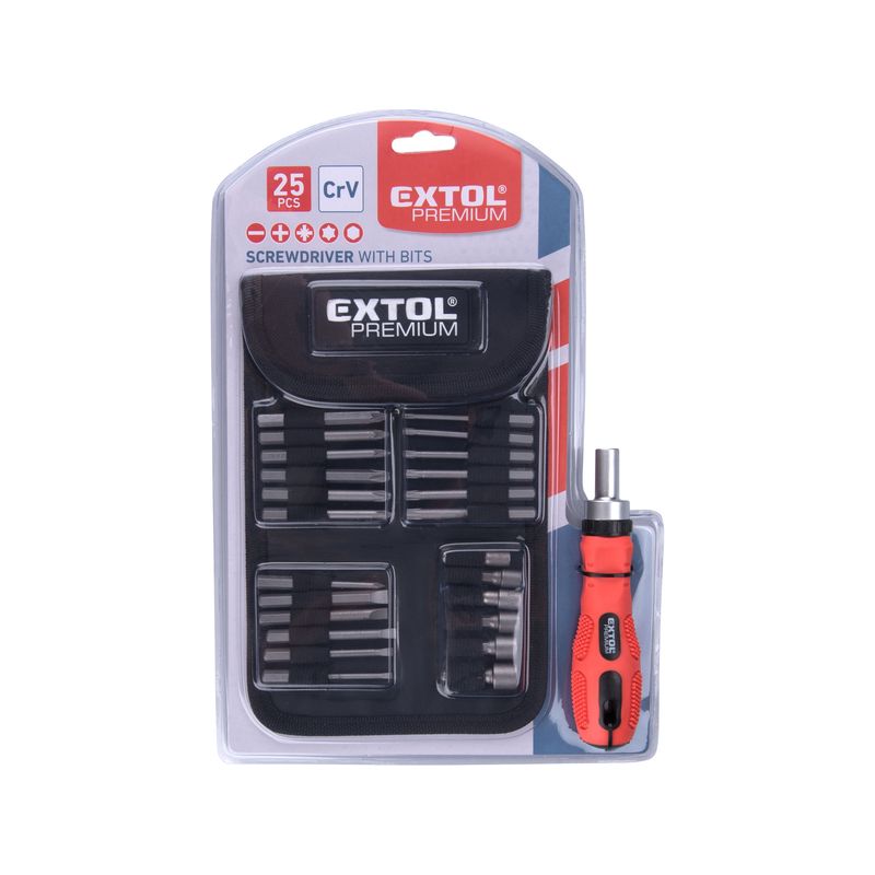 Casa si Gradina - Constructii - Scule de mana si unelte - Surubelnite - Set surubelnite 25pcs + pouch, EXTOL PREMIUM, 8819155, 65mm, HEX 5-10mm - Infinity.ro