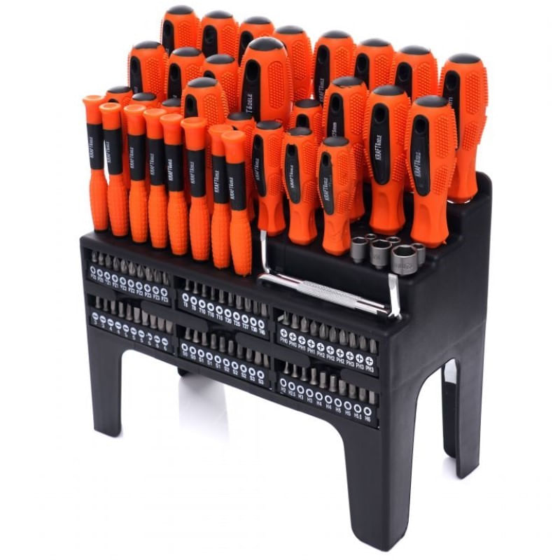 Casa si Gradina - Constructii - Scule de mana si unelte - Surubelnite - Set surubelnite si biti, Kraft&Dele, 100 elemente - Infinity.ro