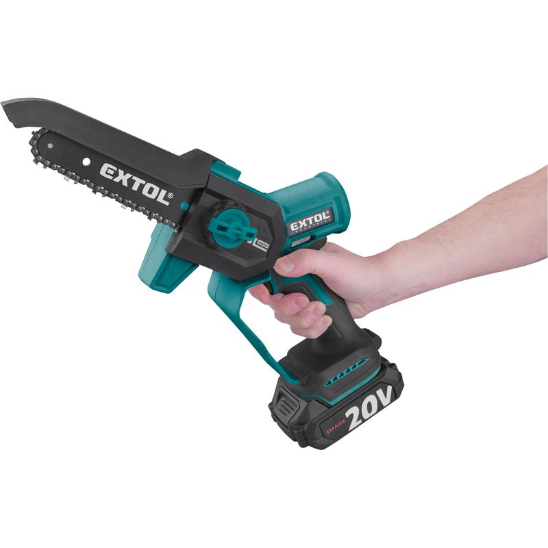 Casa si Gradina - Gradinarit si plante - Utilaje gradina - Fierastraie cu lant - Fierastrau cu lant o singura mana EXTOL INDUSTRIAL 8791922 20V lama 18 cm motor fara perii - Infinity.ro
