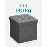 Casa si Gradina - Mobilier - Scaune si fotolii - Tabureti - Taburet pliabil 30x30x30 cm, cu spatiu de depozitare, capac tapitat, MDF si imitatie in, gri - Infinity.ro