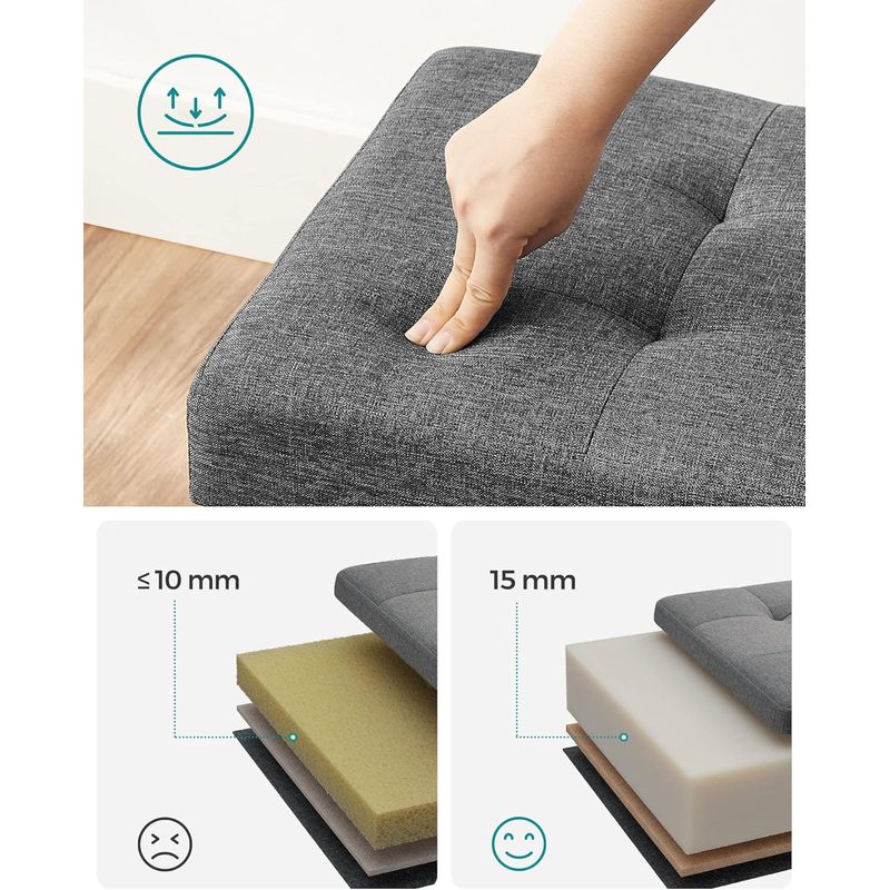 Casa si Gradina - Mobilier - Scaune si fotolii - Tabureti - Taburet pliabil 30x30x30 cm, cu spatiu de depozitare, capac tapitat, MDF si imitatie in, gri - Infinity.ro