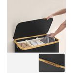 Market - Spalare si intretinere rufe - Uscatoare de rufe si accesorii - Cos de rufe textil, pliabil, cu 3 compartimente detasabile, 150L, 60x39x71 cm, negru - Infinity.ro