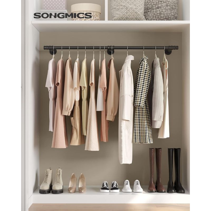 Casa si Gradina - Sanitare - Suporturi si accesorii baie - Accesorii baie - Sina metalica de agatat haine, montare pe perete, aspect industrial, 30x7x170 cm, negru - Infinity.ro