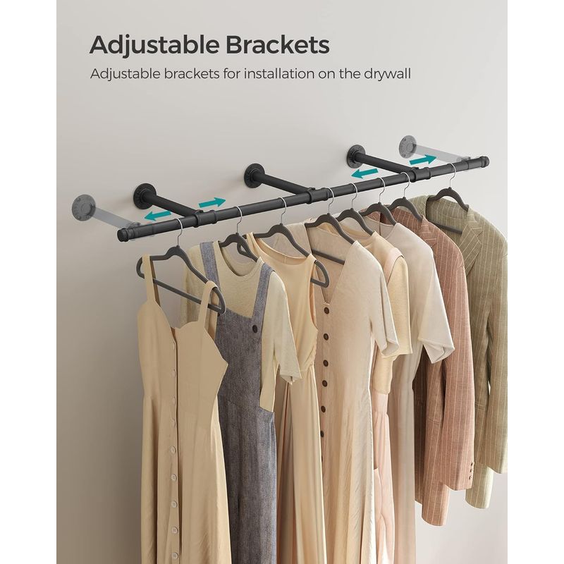 Casa si Gradina - Sanitare - Suporturi si accesorii baie - Accesorii baie - Sina metalica de agatat haine, montare pe perete, aspect industrial, 30x7x170 cm, negru - Infinity.ro