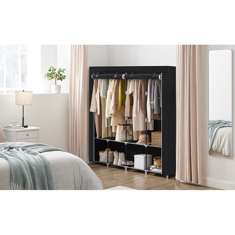 Casa si Gradina - Mobilier - Dulapuri si sifoniere - Dulapuri - Garderoba din material textil, dulap portabil, cu rafturi si sina de agatat, 170x45x167cm, negru - Infinity.ro