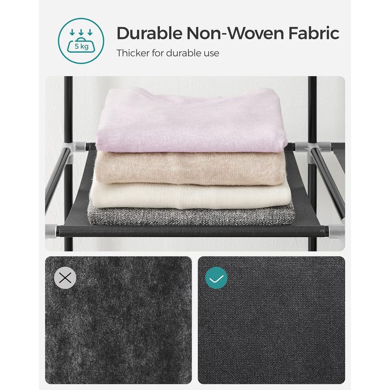 Casa si Gradina - Mobilier - Dulapuri si sifoniere - Dulapuri - Garderoba din material textil, dulap portabil, cu rafturi si sina de agatat, 170x45x167cm, negru - Infinity.ro