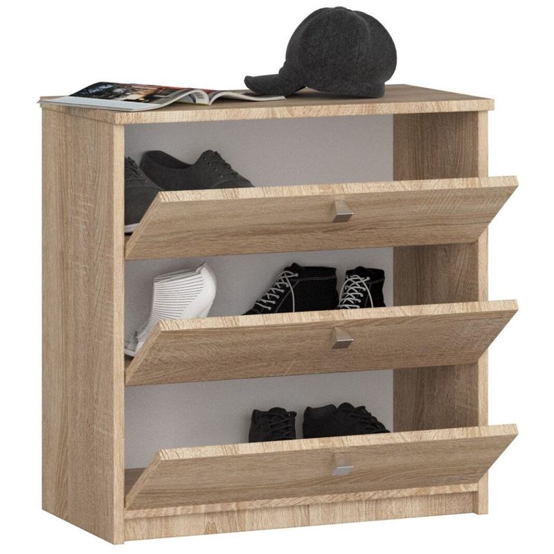 Casa si Gradina - Mobilier - Dulapuri si sifoniere - Dulapuri pantofi - Dulap pantofi MINI cu 3 usi rabatabile, PAL laminat 16 mm, 60x31x62 cm, stejar sonoma - Infinity.ro