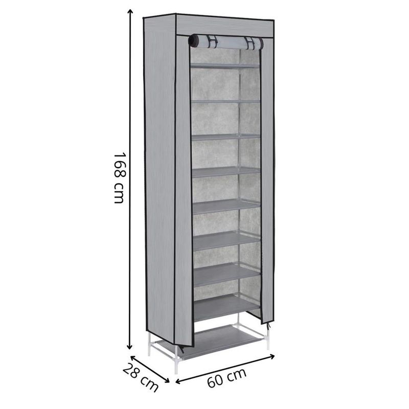 Casa si Gradina - Mobilier - Dulapuri si sifoniere - Dulapuri pantofi - Pantofar din material textil, portabil, cu rafturi, 60x28x168cm, gri - Infinity.ro