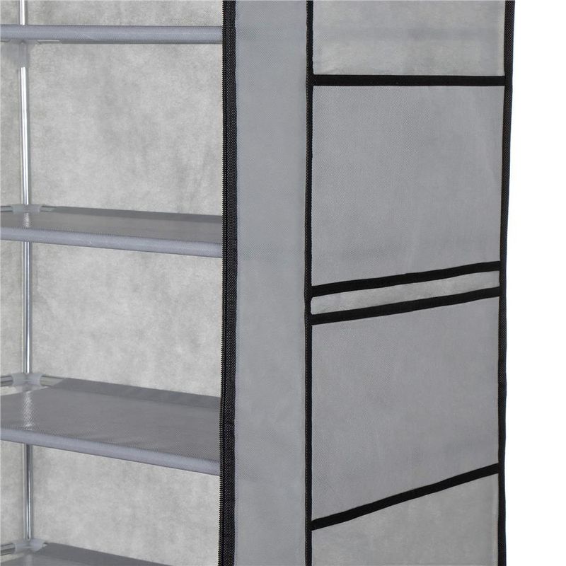 Casa si Gradina - Mobilier - Dulapuri si sifoniere - Dulapuri pantofi - Pantofar din material textil, portabil, cu rafturi, 60x28x168cm, gri - Infinity.ro