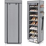 Casa si Gradina - Mobilier - Dulapuri si sifoniere - Dulapuri pantofi - Pantofar din material textil, portabil, cu rafturi, 60x28x168cm, gri - Infinity.ro