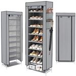 Casa si Gradina - Mobilier - Dulapuri si sifoniere - Dulapuri pantofi - Pantofar din material textil, portabil, cu rafturi, 60x28x168cm, gri - Infinity.ro