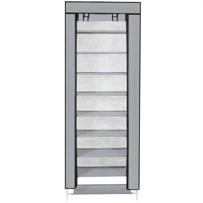 Casa si Gradina - Mobilier - Dulapuri si sifoniere - Dulapuri pantofi - Pantofar din material textil, portabil, cu rafturi, 60x28x168cm, gri - Infinity.ro