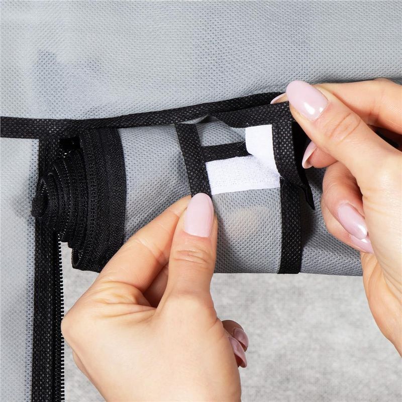 Casa si Gradina - Mobilier - Dulapuri si sifoniere - Dulapuri pantofi - Pantofar din material textil, portabil, cu rafturi, 60x28x168cm, gri - Infinity.ro