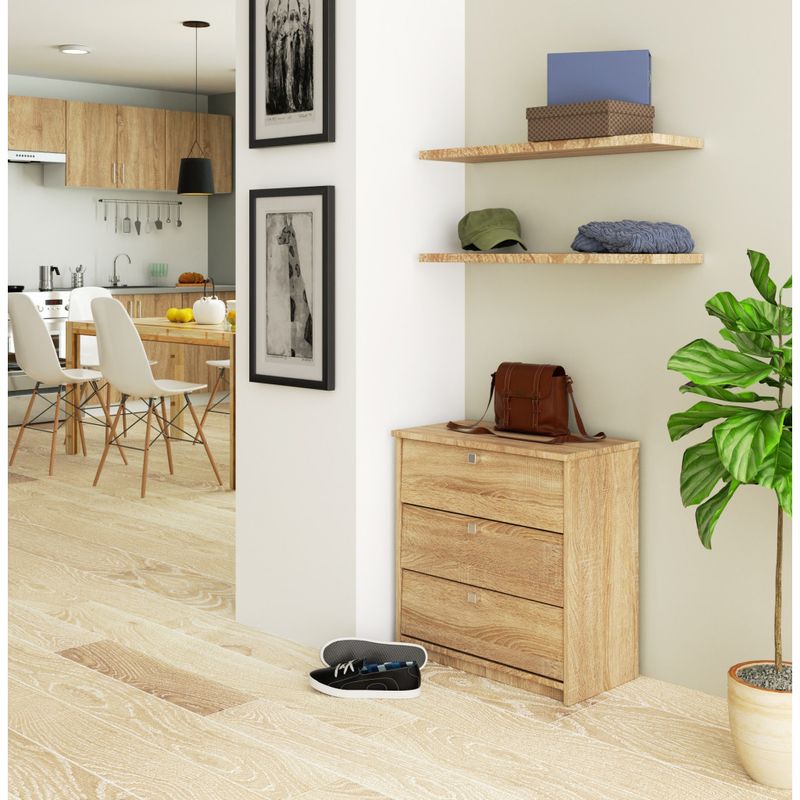 Casa si Gradina - Mobilier - Dulapuri si sifoniere - Dulapuri pantofi - Dulap pantofi MINI cu 3 usi rabatabile, PAL laminat 16 mm, 60x31x62 cm, stejar sonoma - Infinity.ro