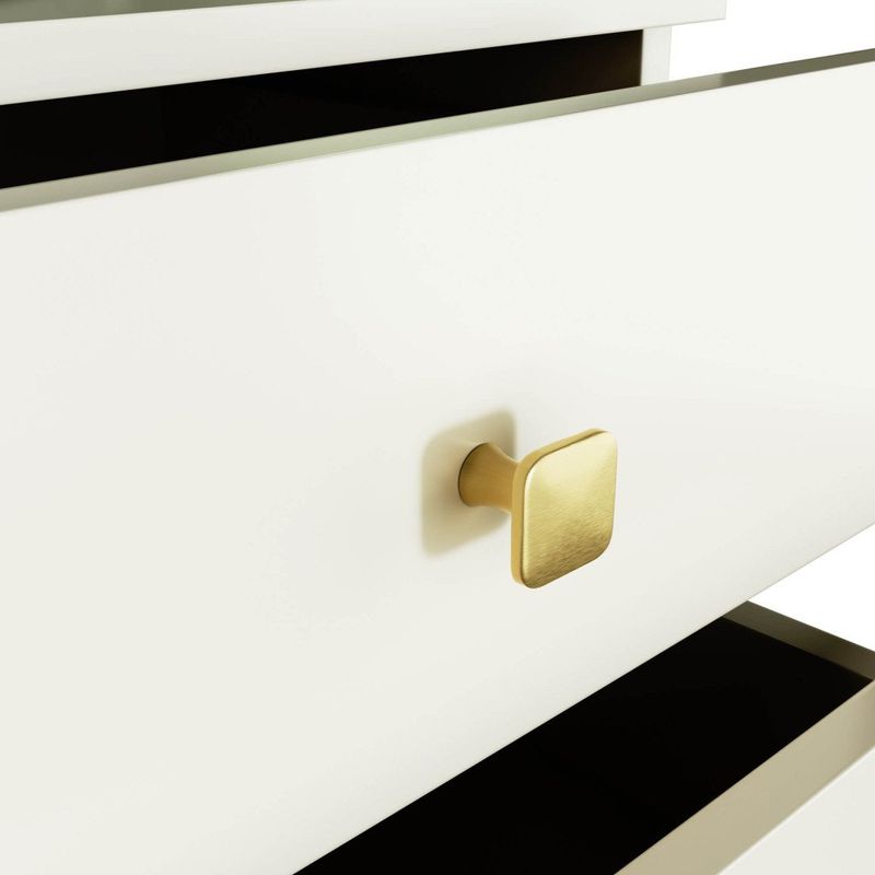 Casa si Gradina - Mobilier - Comode si corpuri - Comode - Comoda K-03 cu 3 sertare, PAL laminat 16 mm, 40x37x58 cm, bej si auriu - Infinity.ro