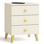 Casa si Gradina - Mobilier - Comode si corpuri - Comode - Comoda K-03 cu 3 sertare, PAL laminat 16 mm, 40x37x58 cm, bej si auriu - Infinity.ro