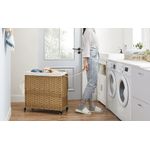Market - Spalare si intretinere rufe - Uscatoare de rufe si accesorii - Cos de rufe tesut manual, cu captuseala detasabila lavabila, 3 compartimente, stil ratan, 140 litri, 66x33x60 cm, maro - Infinity.ro