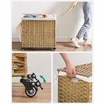 Market - Spalare si intretinere rufe - Uscatoare de rufe si accesorii - Cos de rufe tesut manual, cu captuseala detasabila lavabila, 3 compartimente, stil ratan, 140 litri, 66x33x60 cm, maro - Infinity.ro