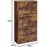 Casa si Gradina - Mobilier - Dulapuri si sifoniere - Dulapuri pantofi - Dulap pantofi cu 3 usi rabatabile, din lemn, pentru 12-18 perechi, 60x24x120cm, maro rustic - Infinity.ro