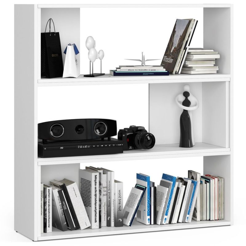 Casa si Gradina - Mobilier - Biblioteci si rafturi - Etajere - Etajera de colt pentru carti si decoratiuni, cu 3 rafturi, PAL laminat 16 mm, 174x30x109 cm, alb - Infinity.ro