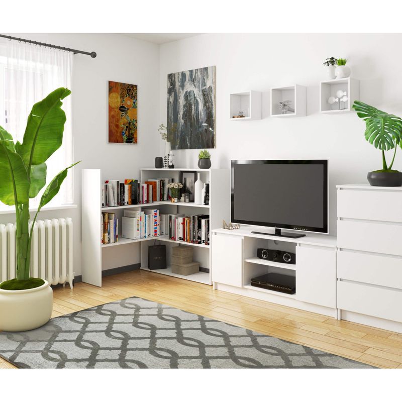 Casa si Gradina - Mobilier - Biblioteci si rafturi - Etajere - Etajera de colt pentru carti si decoratiuni, cu 3 rafturi, PAL laminat 16 mm, 174x30x109 cm, alb - Infinity.ro