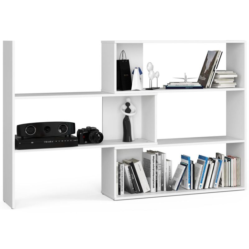 Casa si Gradina - Mobilier - Biblioteci si rafturi - Etajere - Etajera de colt pentru carti si decoratiuni, cu 3 rafturi, PAL laminat 16 mm, 174x30x109 cm, alb - Infinity.ro
