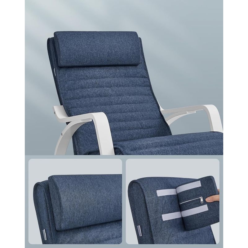 Casa si Gradina - Mobilier - Scaune si fotolii - Scaune - Scaun balansoar din lemn, suport picioare reglabil, maxim 150kg, 67x122x84 cm, albastru - Infinity.ro