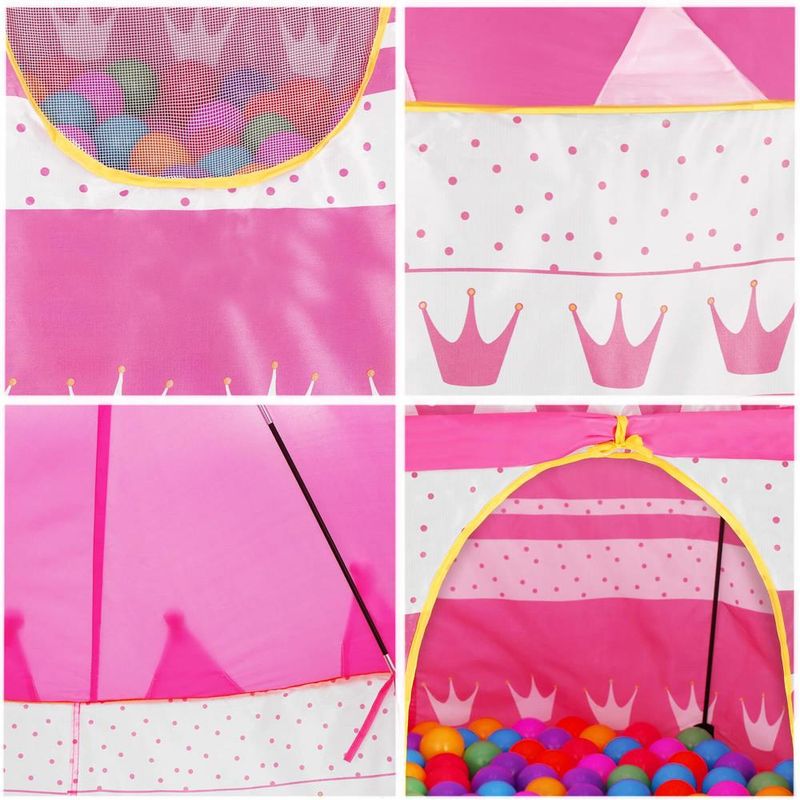 Casa si Gradina - Mobilier - Mobilier copii - Mobilier camera copiilor - Cort Castel de joaca pentru copii, pliabil, 100x140 cm, roz - Infinity.ro