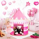Casa si Gradina - Mobilier - Mobilier copii - Mobilier camera copiilor - Cort Castel de joaca pentru copii, pliabil, 100x140 cm, roz - Infinity.ro