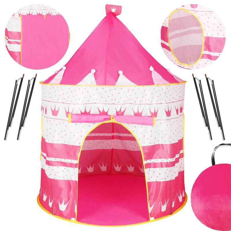 Casa si Gradina - Mobilier - Mobilier copii - Mobilier camera copiilor - Cort Castel de joaca pentru copii, pliabil, 100x140 cm, roz - Infinity.ro