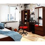 Casa si Gradina - Mobilier - Mese si birouri - Birouri - Birou computer PIKSEL, cu sertar, dulap si raft pentru tastatura, dreapta, 90x50x77 cm, maro wenge - Infinity.ro