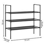 Casa si Gradina - Mobilier - Dulapuri si sifoniere - Dulapuri pantofi - Raft pantofi cu 3 polite, structura metalica si rafturi textile, 72x28x70 cm, negru - Infinity.ro