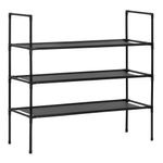 Casa si Gradina - Mobilier - Dulapuri si sifoniere - Dulapuri pantofi - Raft pantofi cu 3 polite, structura metalica si rafturi textile, 72x28x70 cm, negru - Infinity.ro