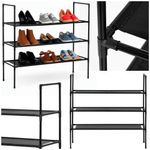 Casa si Gradina - Mobilier - Dulapuri si sifoniere - Dulapuri pantofi - Raft pantofi cu 3 polite, structura metalica si rafturi textile, 72x28x70 cm, negru - Infinity.ro