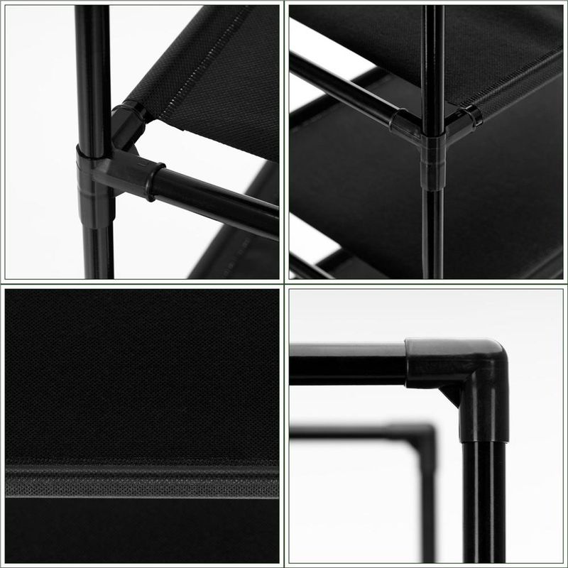 Casa si Gradina - Mobilier - Dulapuri si sifoniere - Dulapuri pantofi - Raft pantofi cu 3 polite, structura metalica si rafturi textile, 72x28x70 cm, negru - Infinity.ro