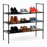 Casa si Gradina - Mobilier - Dulapuri si sifoniere - Dulapuri pantofi - Raft pantofi cu 3 polite, structura metalica si rafturi textile, 72x28x70 cm, negru - Infinity.ro