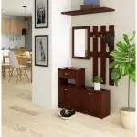 Casa si Gradina - Mobilier - Dulapuri si sifoniere - Dulapuri pantofi - Set mobilier hol cu pantofar, oglinda, sertar si cuier metalic, PAL laminat, 90x25x170 cm, maro - Infinity.ro
