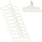 Casa si Gradina - Mobilier - Organizare si depozitare - Umerase si valeti - Set de 20 de umerase pentru haine, din velur, cu carlig rotativ, 45x23 cm, ecru - Infinity.ro