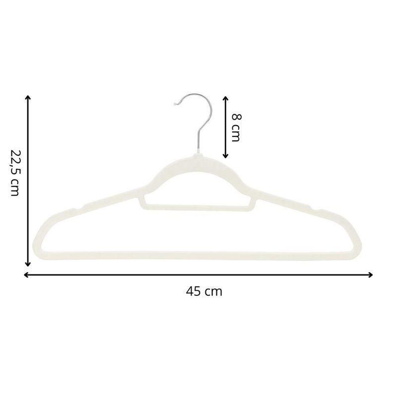 Casa si Gradina - Mobilier - Organizare si depozitare - Umerase si valeti - Set de 20 de umerase pentru haine, din velur, cu carlig rotativ, 45x23 cm, ecru - Infinity.ro